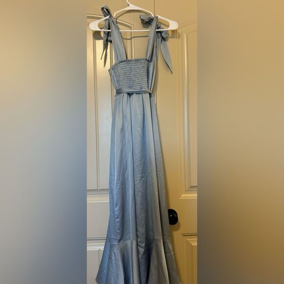 Show Me Your Mumu Claire Midi Dress | Small | Steele Blue Luxe Satin - Picture 5 of 10